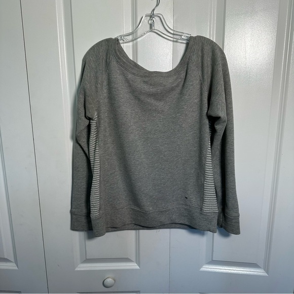 Nike gray terry inside scoop neck sweatshirt with striped accents on sides - Picture 1 of 5
